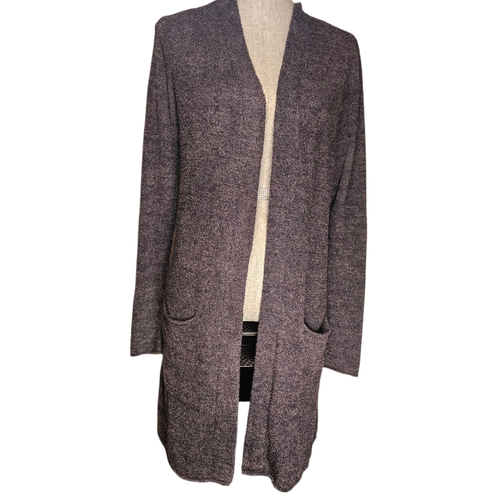 Barefoot Dreams Open Front Cardigan Sweater Women's Size S Charcoal Cozy Grandpa